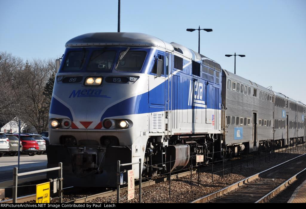 Outbound commuter approaches the station